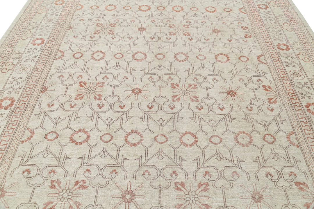 Afghan Khotan Rug 9' 0" x 11' 7" Hand-Knotted | No. AT19373