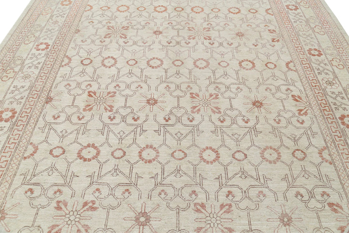 Afghan Khotan Rug 9' 0" x 11' 7" Hand-Knotted | No. AT19373