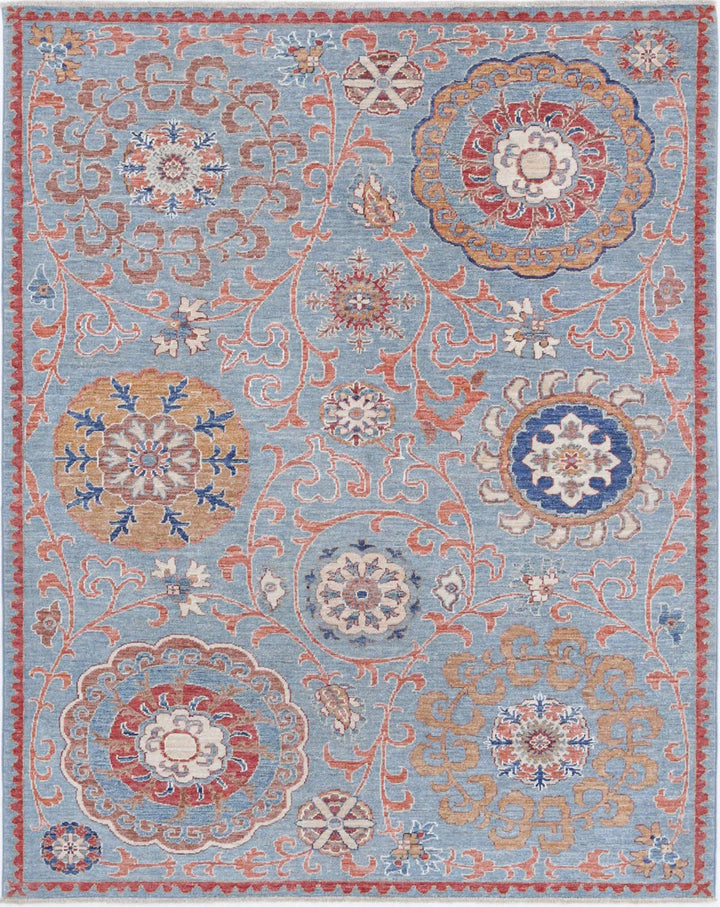 Afghan Ziegler Rug 5' 0" x 6' 4" Hand-Knotted | No. AT19420