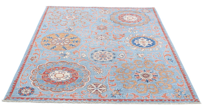 Afghan Ziegler Rug 5' 0" x 6' 4" Hand-Knotted | No. AT19420
