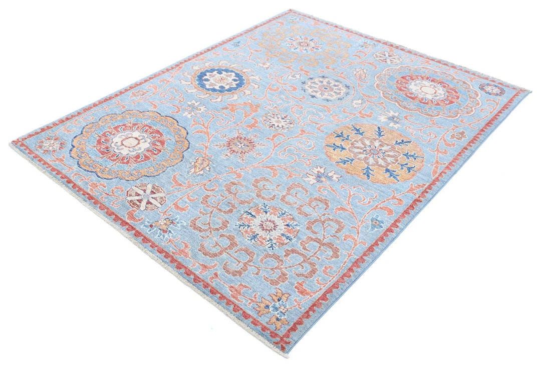 Afghan Ziegler Rug 5' 0" x 6' 4" Hand-Knotted | No. AT19420