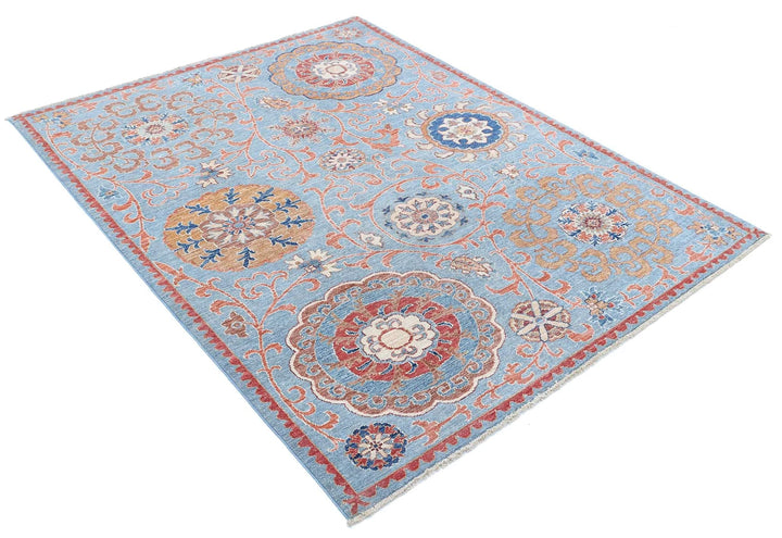 Afghan Ziegler Rug 5' 0" x 6' 4" Hand-Knotted | No. AT19420