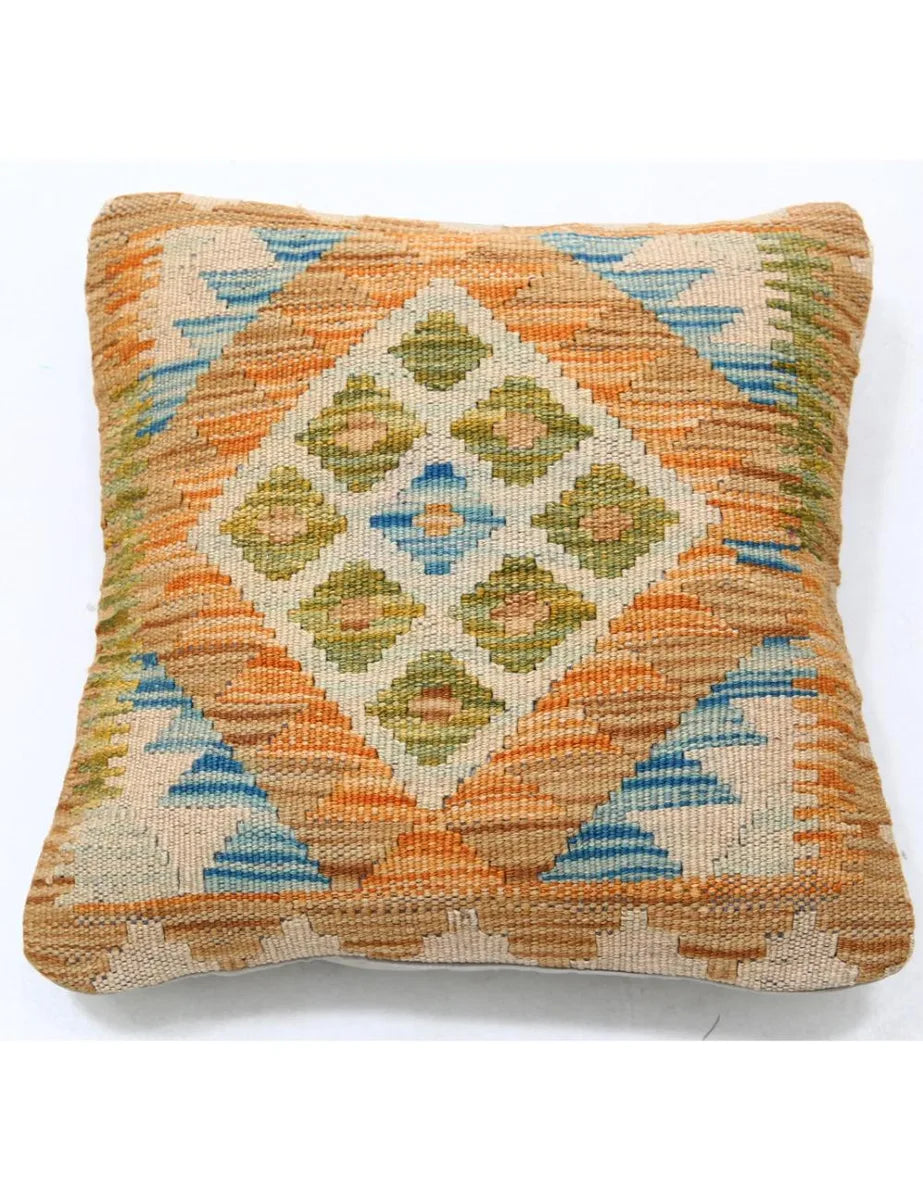 Afghan Tribal Pillow 1' 5" x 1' 5" Hand-Woven | No. AT19537