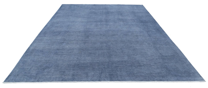 Grey Afghan Overdye Rug 8' 11" x 11' 9" Hand-Knotted | No. AT19570