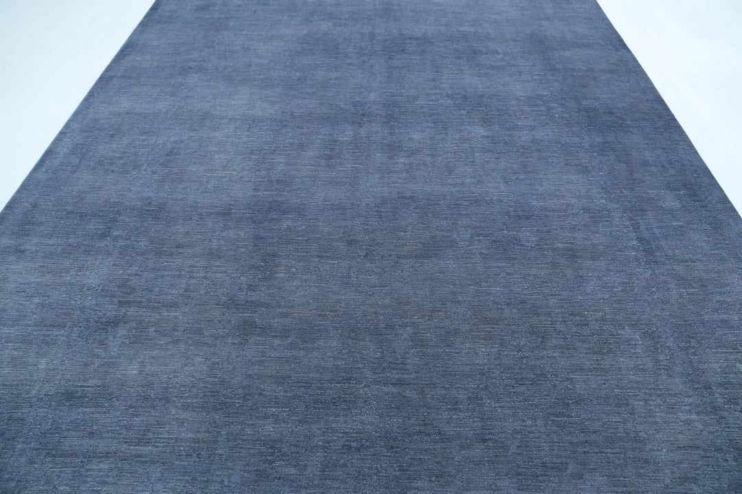 Grey Afghan Overdye Rug 8' 11" x 11' 9" Hand-Knotted | No. AT19570