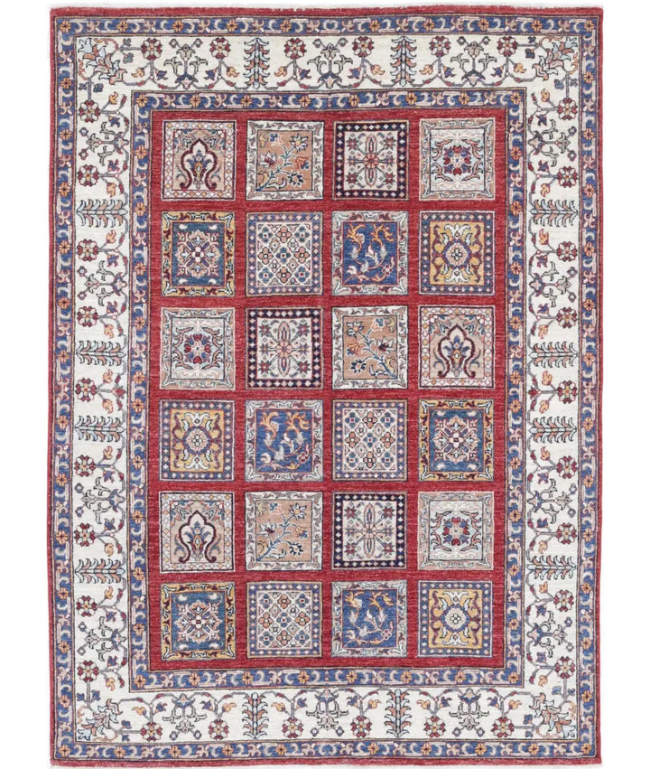 Afghan Bakhtiari Rug 4' 9" x 6' 8" Hand-Knotted | No. AT19625