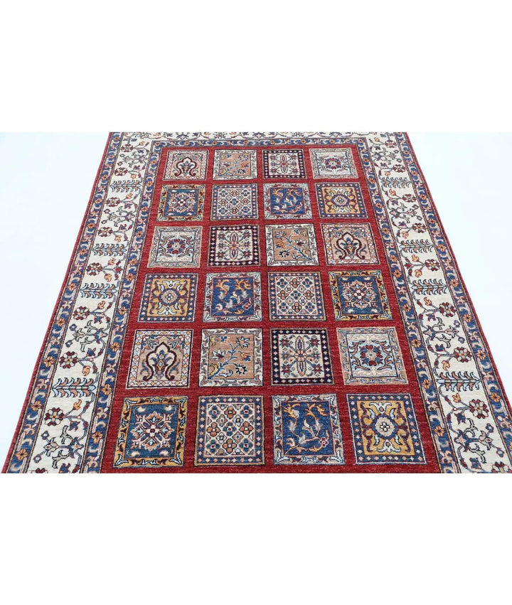 Afghan Bakhtiari Rug 4' 9" x 6' 8" Hand-Knotted | No. AT19625