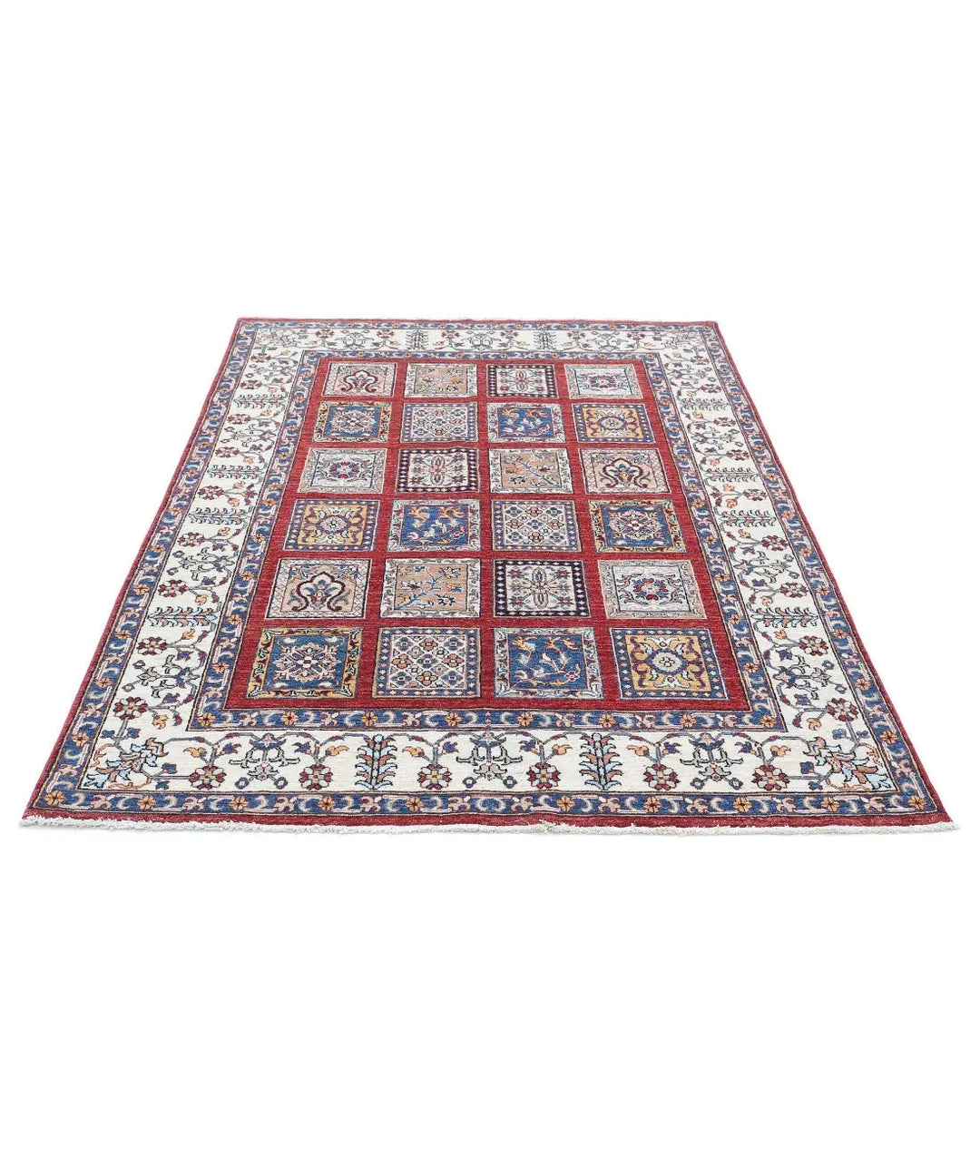 Afghan Bakhtiari Rug 4' 9" x 6' 8" Hand-Knotted | No. AT19625