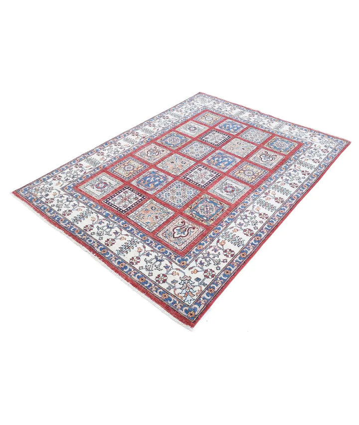 Afghan Bakhtiari Rug 4' 9" x 6' 8" Hand-Knotted | No. AT19625