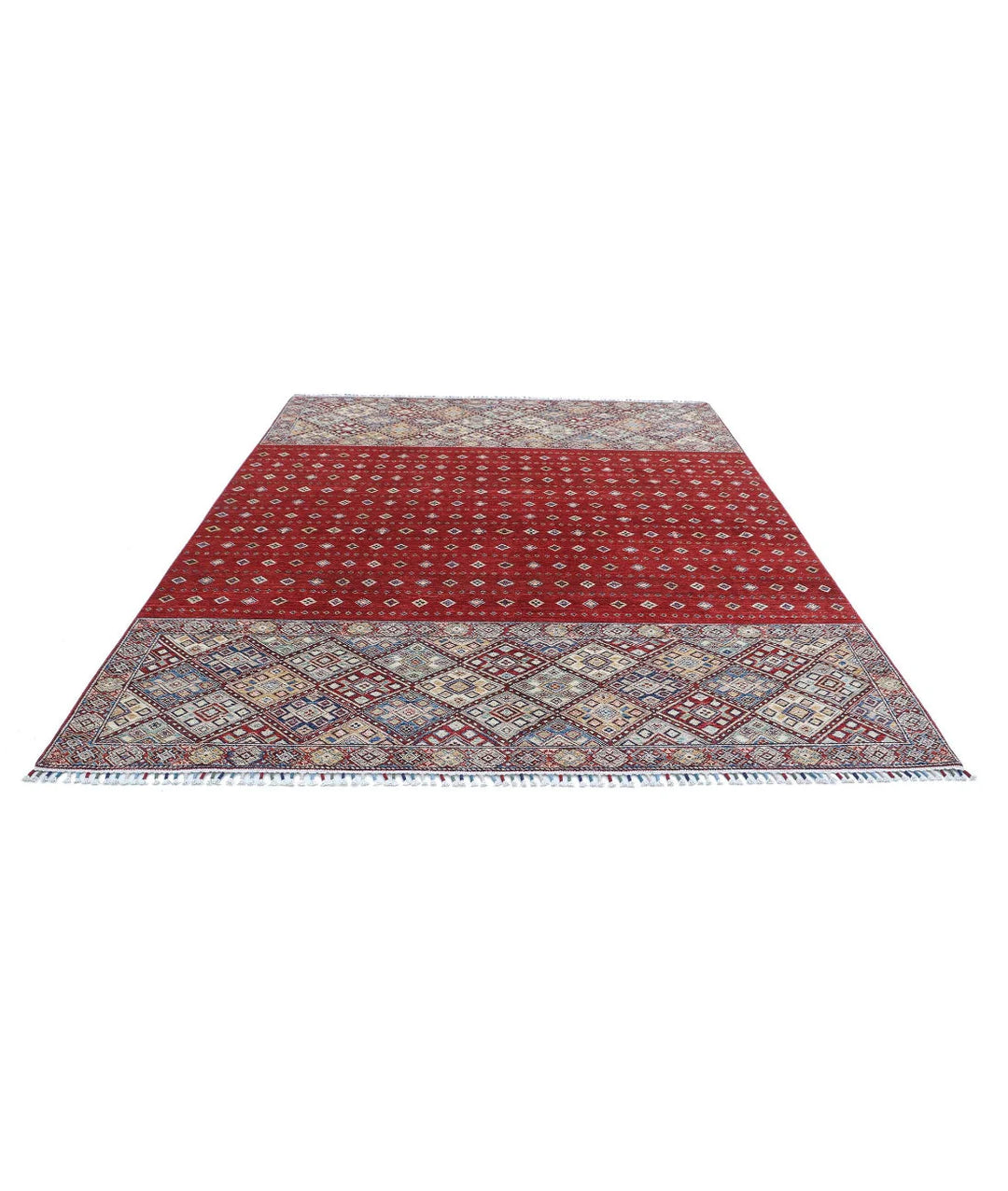 Afghan Khurjeen Rug 7' 9" x 9' 8" Hand-Knotted | No. AT19703