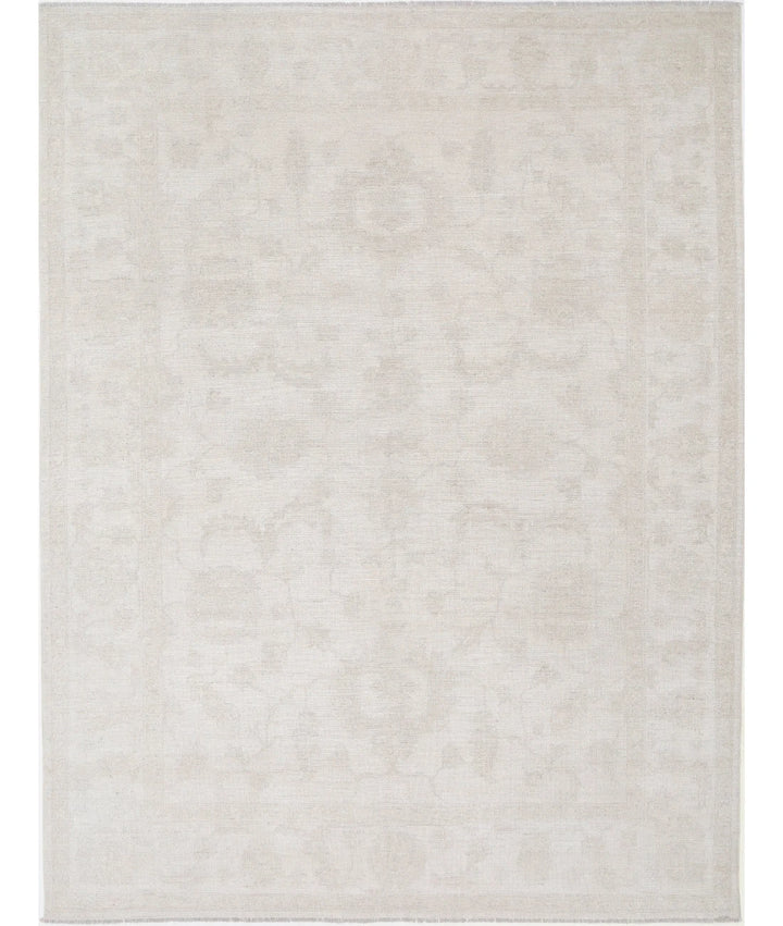 Ivory Afghan Oushak Rug 8' 9" x 11' 8" Hand-Knotted | No. AT19840