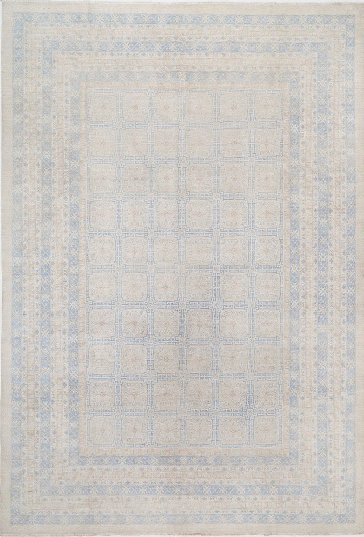 Blue Afghan Khotan Rug 12' 3" x 17' 9" Hand-Knotted | No. AT19870