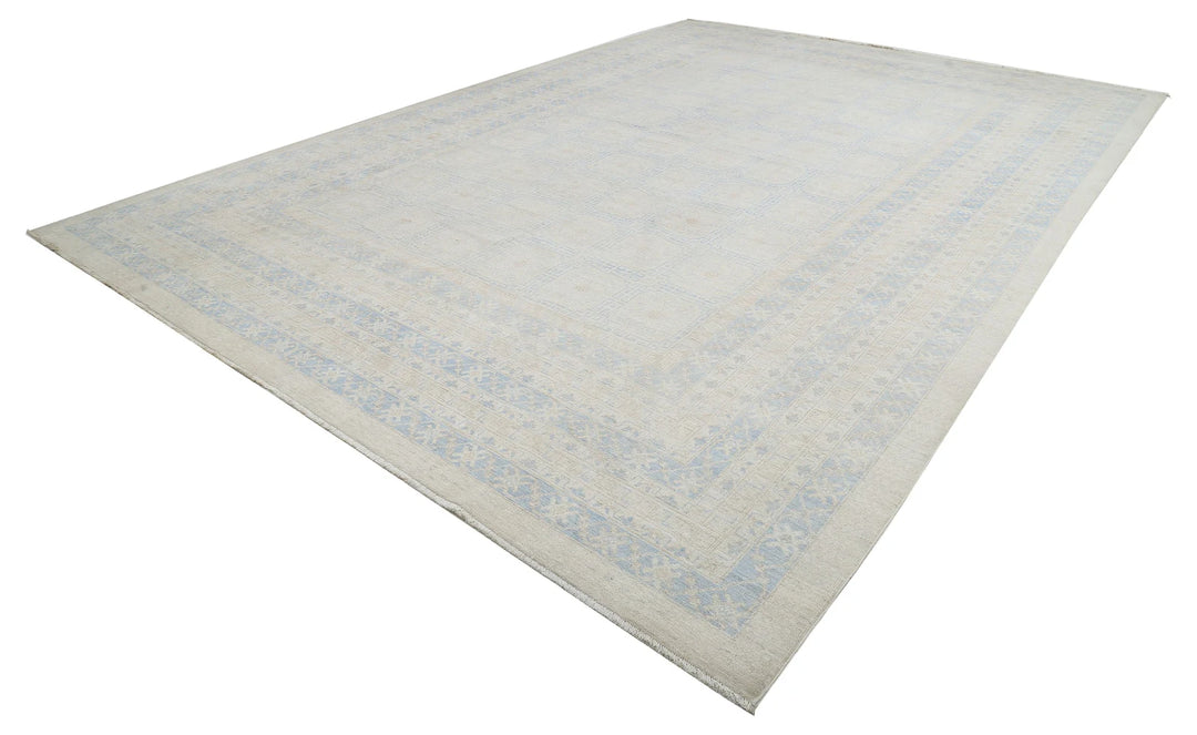 Blue Afghan Khotan Rug 12' 3" x 17' 9" Hand-Knotted | No. AT19870