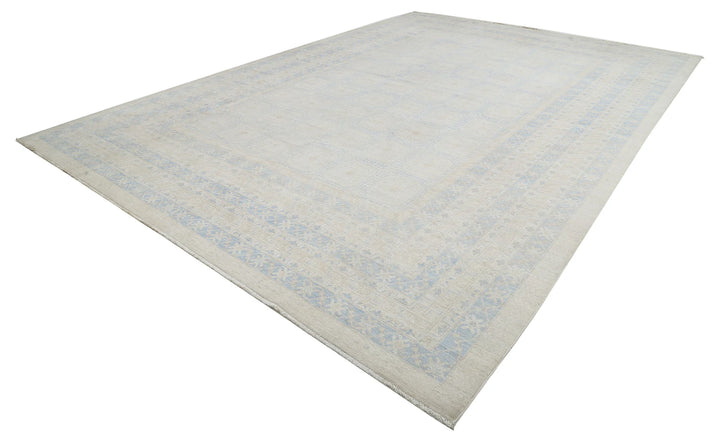 Blue Afghan Khotan Rug 12' 3" x 17' 9" Hand-Knotted | No. AT19870