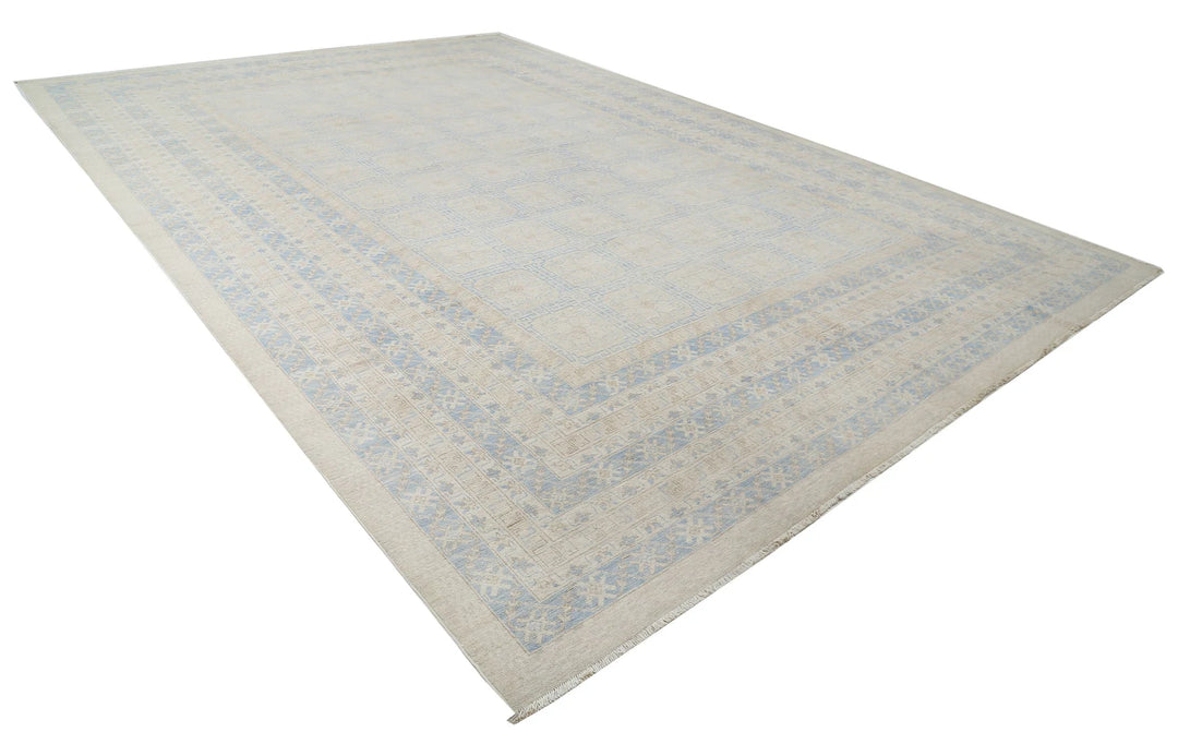 Blue Afghan Khotan Rug 12' 3" x 17' 9" Hand-Knotted | No. AT19870