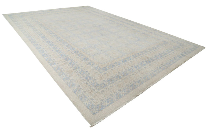 Blue Afghan Khotan Rug 12' 3" x 17' 9" Hand-Knotted | No. AT19870
