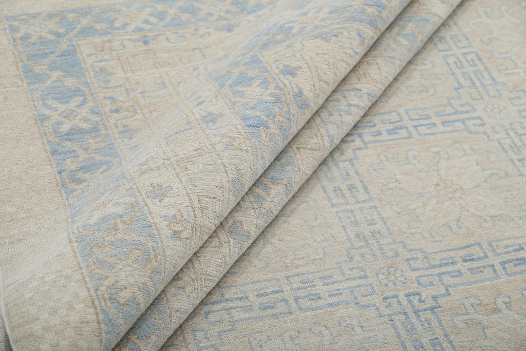 Blue Afghan Khotan Rug 12' 3" x 17' 9" Hand-Knotted | No. AT19870