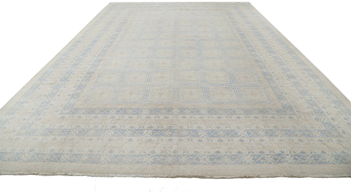 Blue Afghan Khotan Rug 12' 3" x 17' 9" Hand-Knotted | No. AT19870