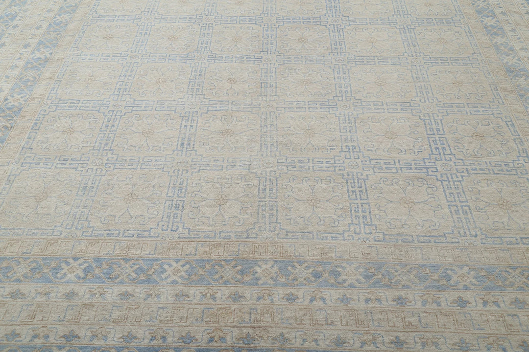 Blue Afghan Khotan Rug 12' 3" x 17' 9" Hand-Knotted | No. AT19870
