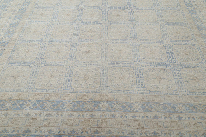 Blue Afghan Khotan Rug 12' 3" x 17' 9" Hand-Knotted | No. AT19870