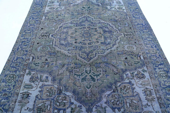 Blue Persian Heriz Rug 6' 1" x 8' 9" Hand-Knotted | No. AT19919