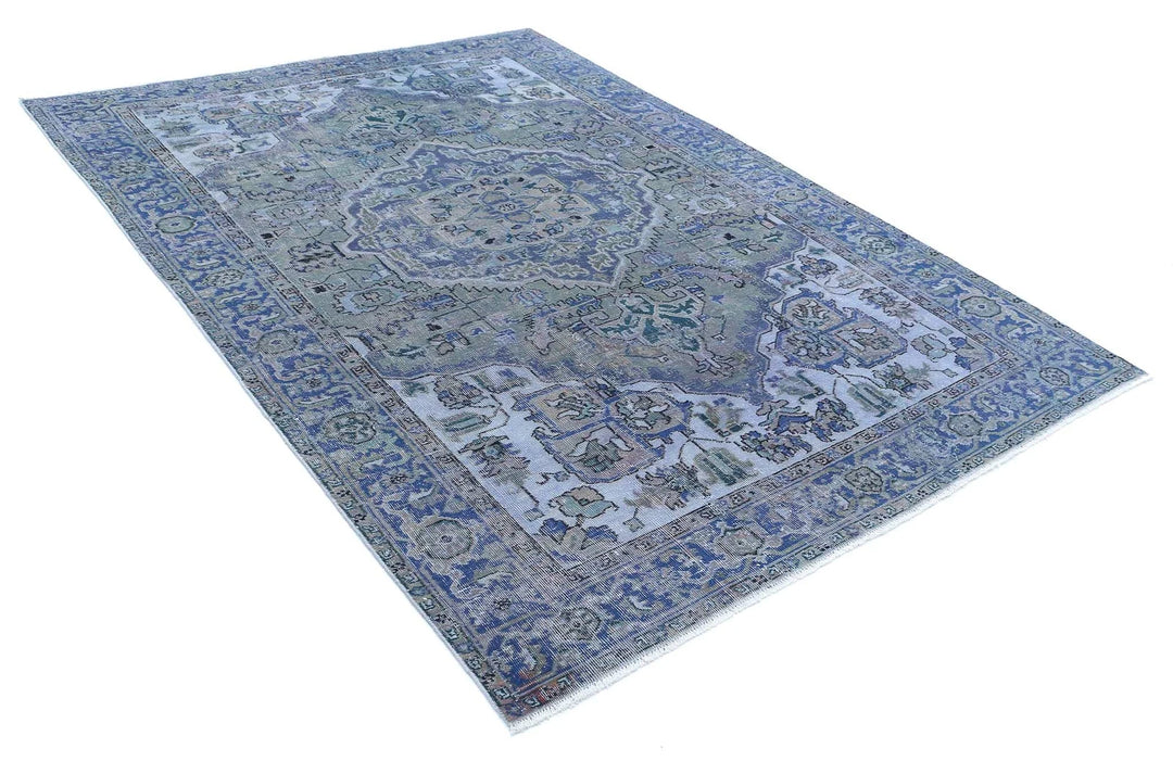 Blue Persian Heriz Rug 6' 1" x 8' 9" Hand-Knotted | No. AT19919