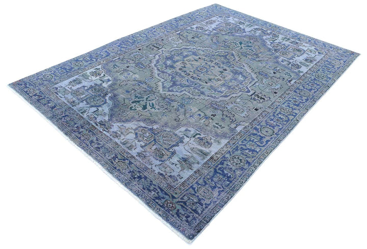 Blue Persian Heriz Rug 6' 1" x 8' 9" Hand-Knotted | No. AT19919