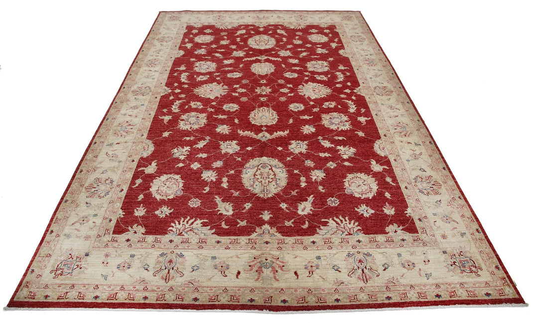Afghan Ziegler Rug 6' 7" x 9' 8" Hand-Knotted | No. AT20408
