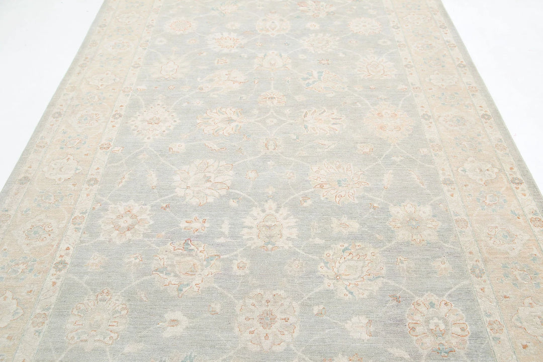 Grey Afghan Tabriz Rug 6' 5" x 15' 10" Hand-Knotted | No. AT20464