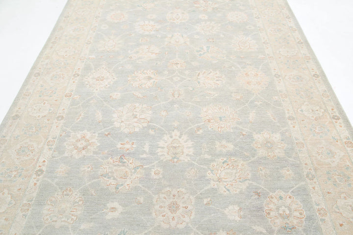 Grey Afghan Tabriz Rug 6' 5" x 15' 10" Hand-Knotted | No. AT20464