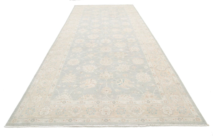 Grey Afghan Tabriz Rug 6' 5" x 15' 10" Hand-Knotted | No. AT20464