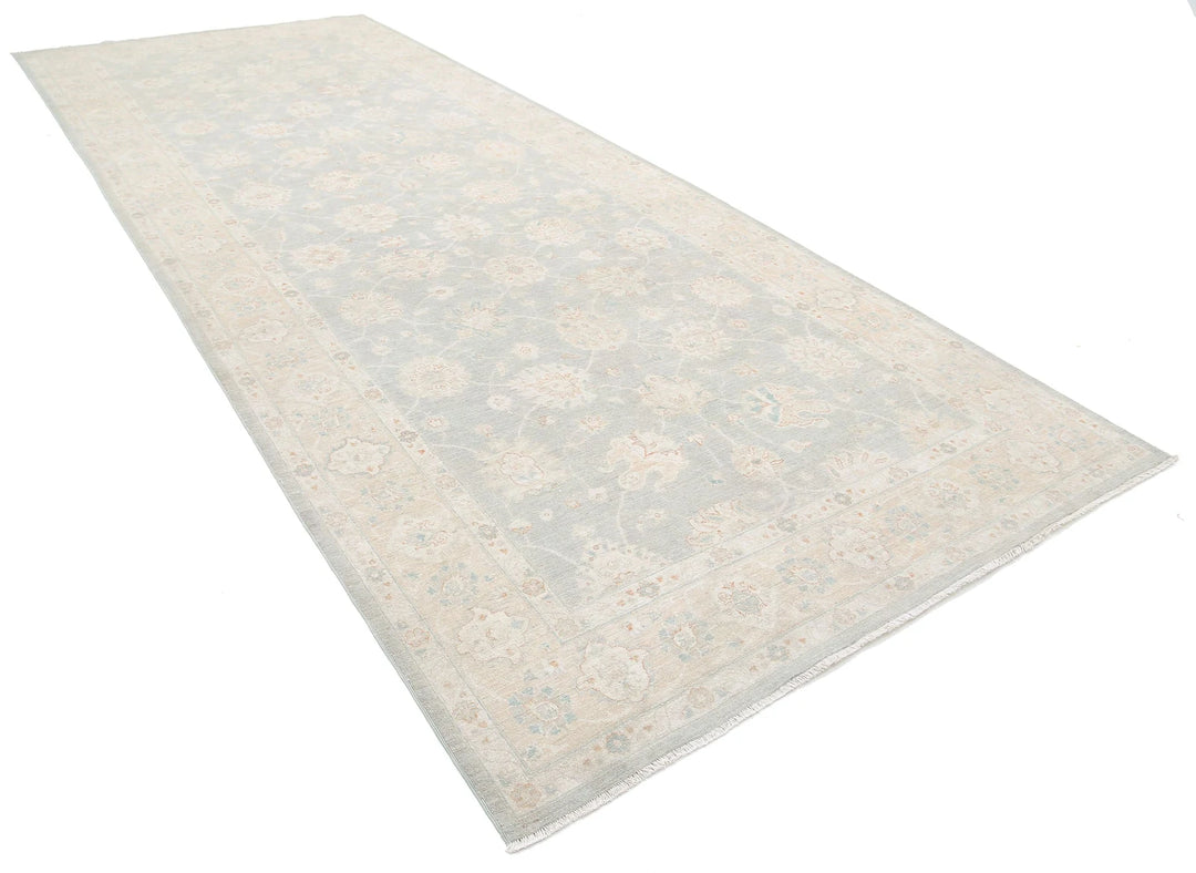 Grey Afghan Tabriz Rug 6' 5" x 15' 10" Hand-Knotted | No. AT20464