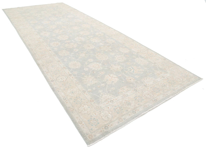 Grey Afghan Tabriz Rug 6' 5" x 15' 10" Hand-Knotted | No. AT20464