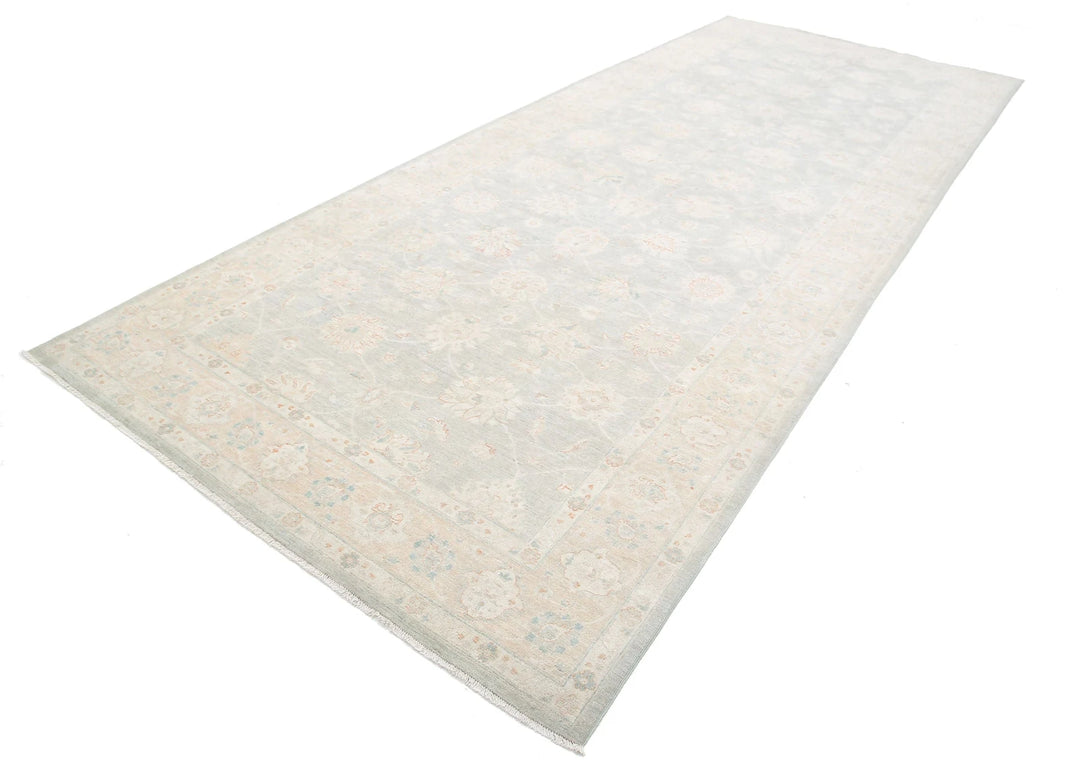 Grey Afghan Tabriz Rug 6' 5" x 15' 10" Hand-Knotted | No. AT20464