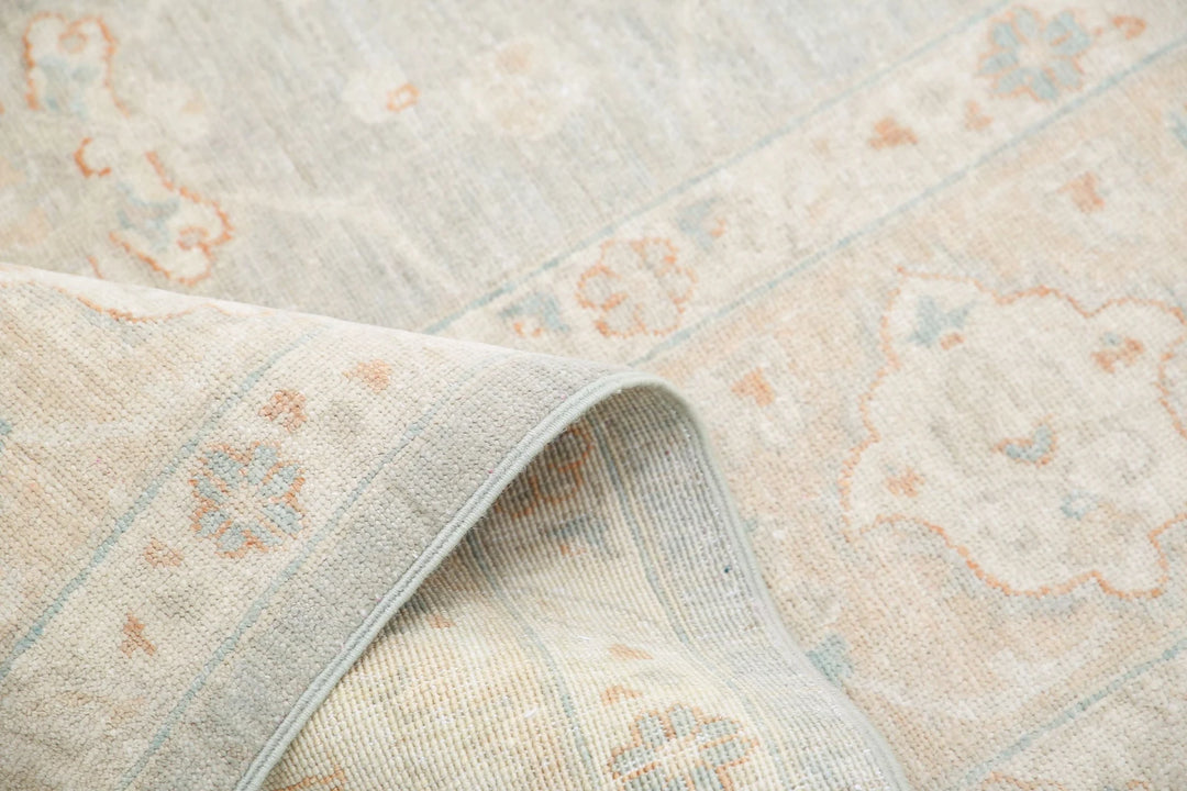 Grey Afghan Tabriz Rug 6' 5" x 15' 10" Hand-Knotted | No. AT20464