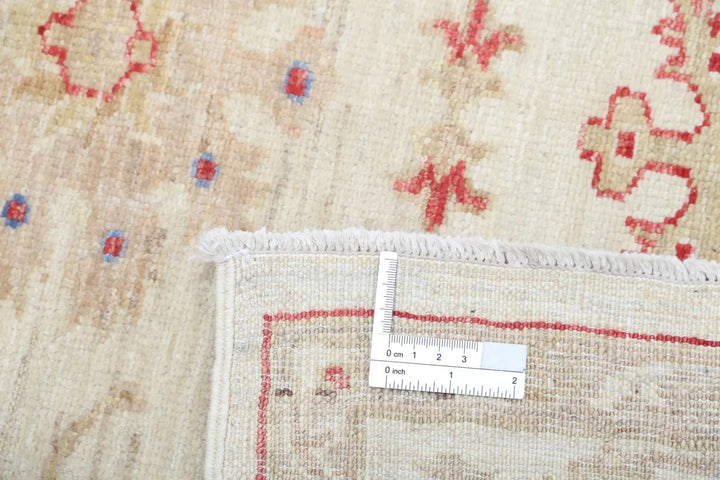 Ivory Afghan Ziegler Rug 4' 2" x 5' 8" Hand-Knotted | No. AT20485