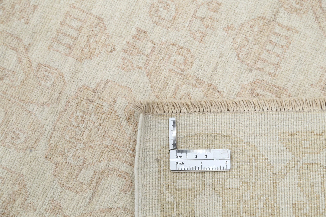 Ivory Afghan Oriental Rug 9' 0" x 11' 8" Hand-Knotted | No. AT20633