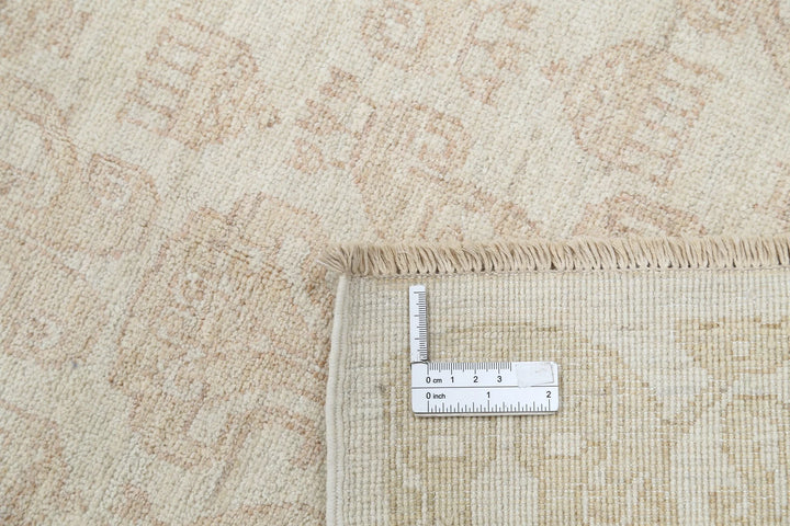 Ivory Afghan Oriental Rug 9' 0" x 11' 8" Hand-Knotted | No. AT20633