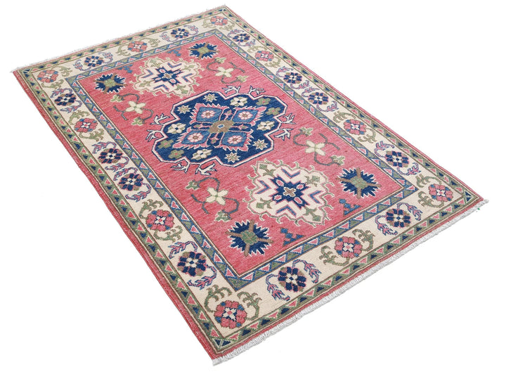 Afghan Kazak Rug 3' 2" x 4' 8" Hand-Knotted | No. AT20637