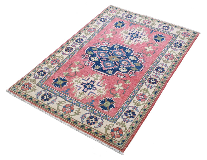 Afghan Kazak Rug 3' 2" x 4' 8" Hand-Knotted | No. AT20637