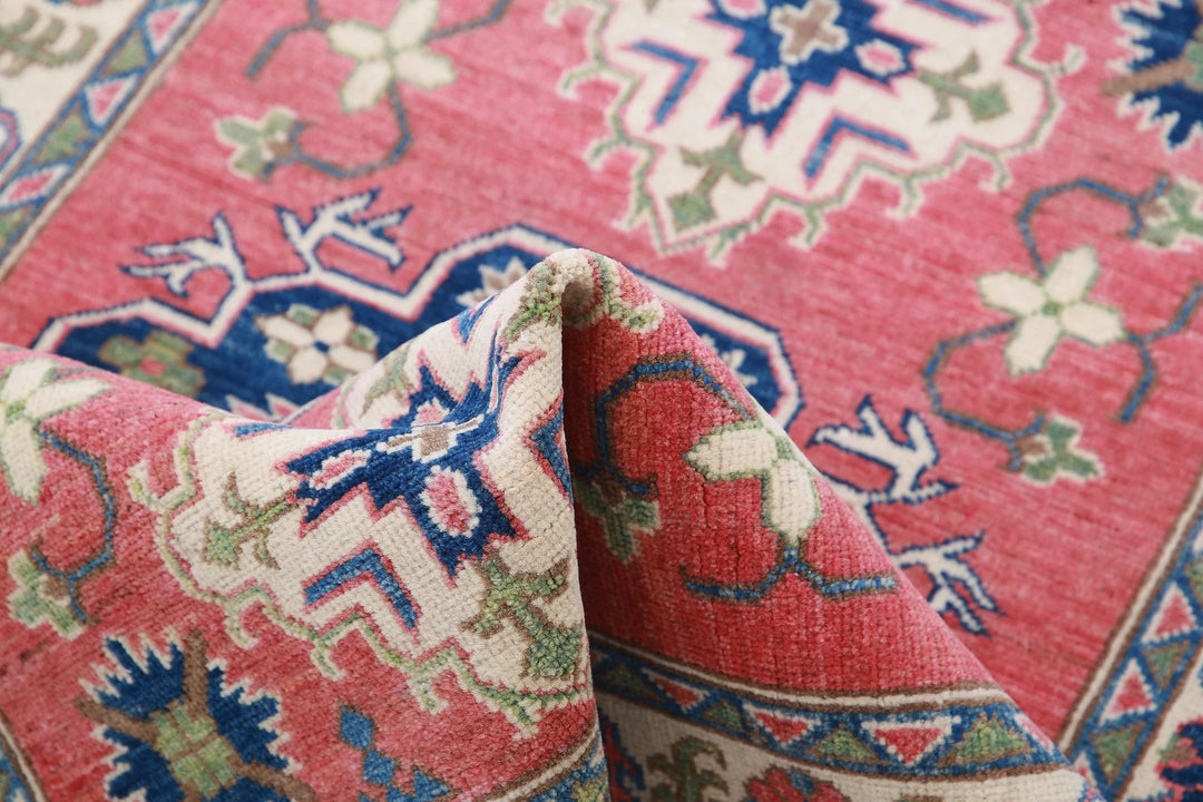 Afghan Kazak Rug 3' 2" x 4' 8" Hand-Knotted | No. AT20637