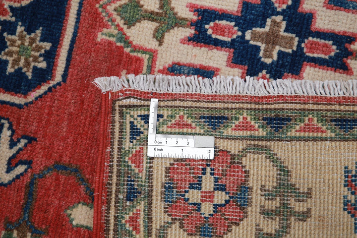 Afghan Kazak Rug 3' 2" x 4' 8" Hand-Knotted | No. AT20637