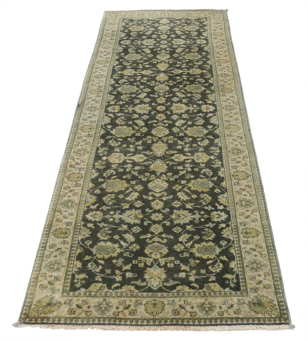 Green Indian Ziegler Rug 2' 6" x 7' 9" Hand-Knotted | No. AT20789