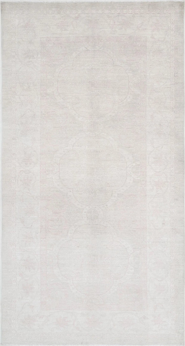 Ivory Afghan Tabriz Rug 5' 3" x 9' 9" Hand-Knotted | No. AT20840