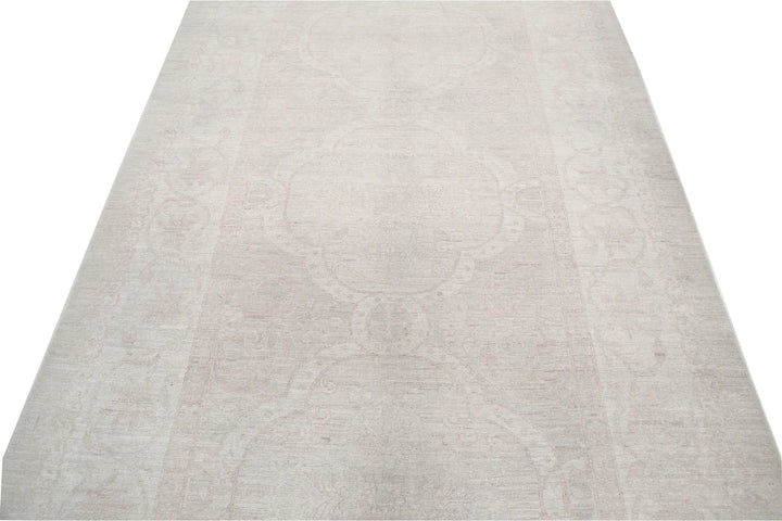 Ivory Afghan Tabriz Rug 5' 3" x 9' 9" Hand-Knotted | No. AT20840