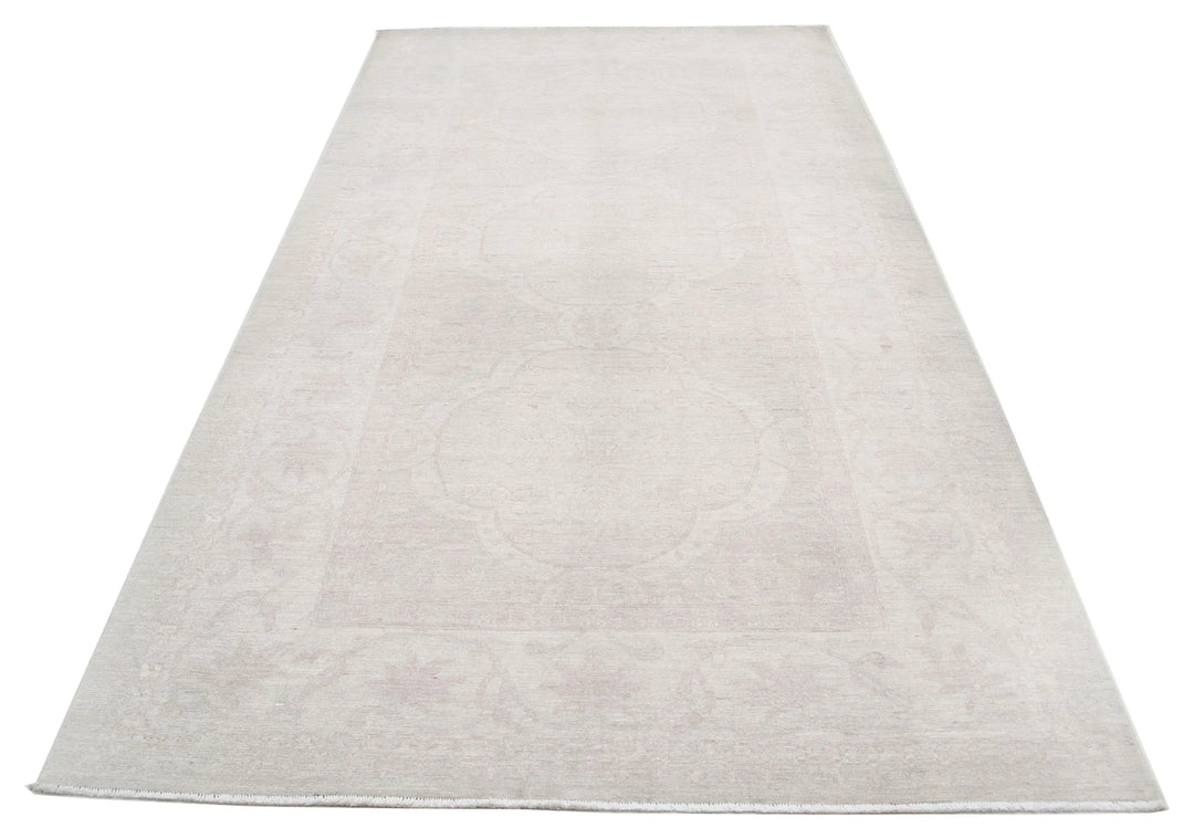 Ivory Afghan Tabriz Rug 5' 3" x 9' 9" Hand-Knotted | No. AT20840