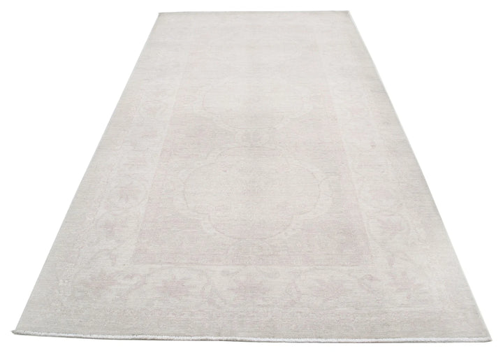 Ivory Afghan Tabriz Rug 5' 3" x 9' 9" Hand-Knotted | No. AT20840
