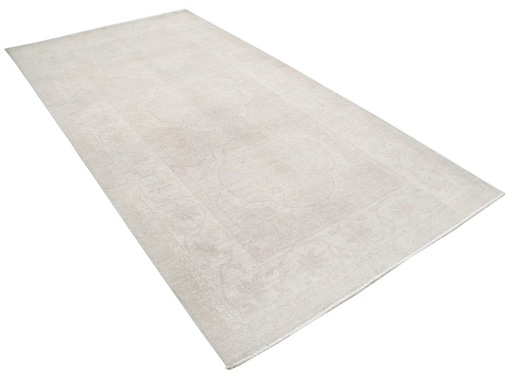 Ivory Afghan Tabriz Rug 5' 3" x 9' 9" Hand-Knotted | No. AT20840