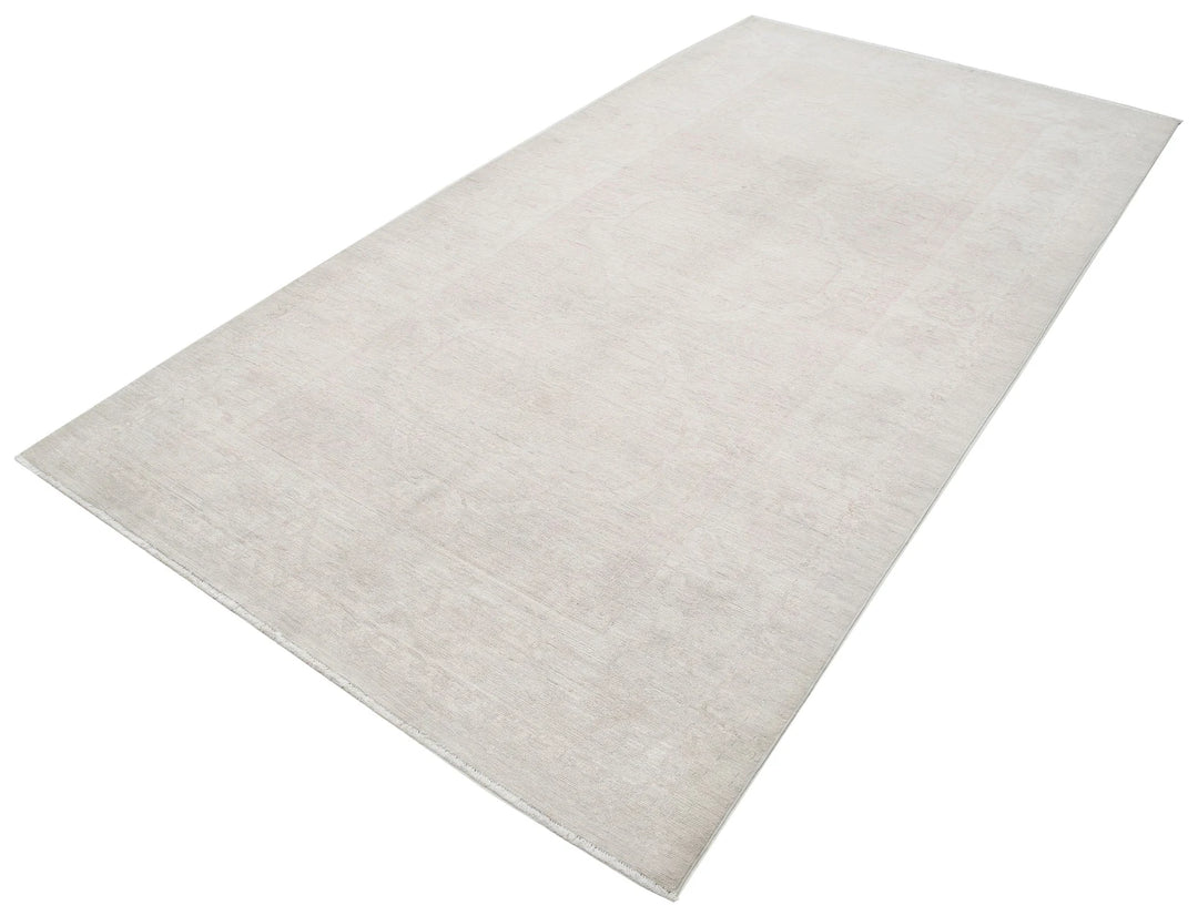 Ivory Afghan Tabriz Rug 5' 3" x 9' 9" Hand-Knotted | No. AT20840