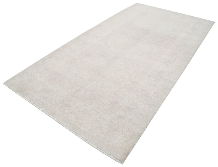 Ivory Afghan Tabriz Rug 5' 3" x 9' 9" Hand-Knotted | No. AT20840